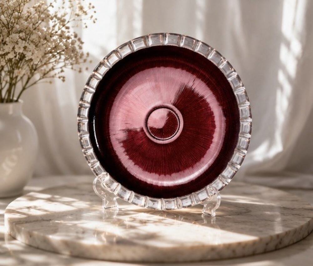 Ruby Red Enamel Aluminum Serving Platter Simply Designz Chip and Dip Tray India